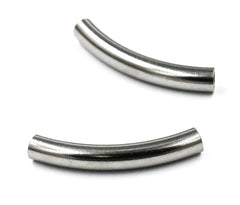 Stainless Steel Curved Tube Beads -2pc