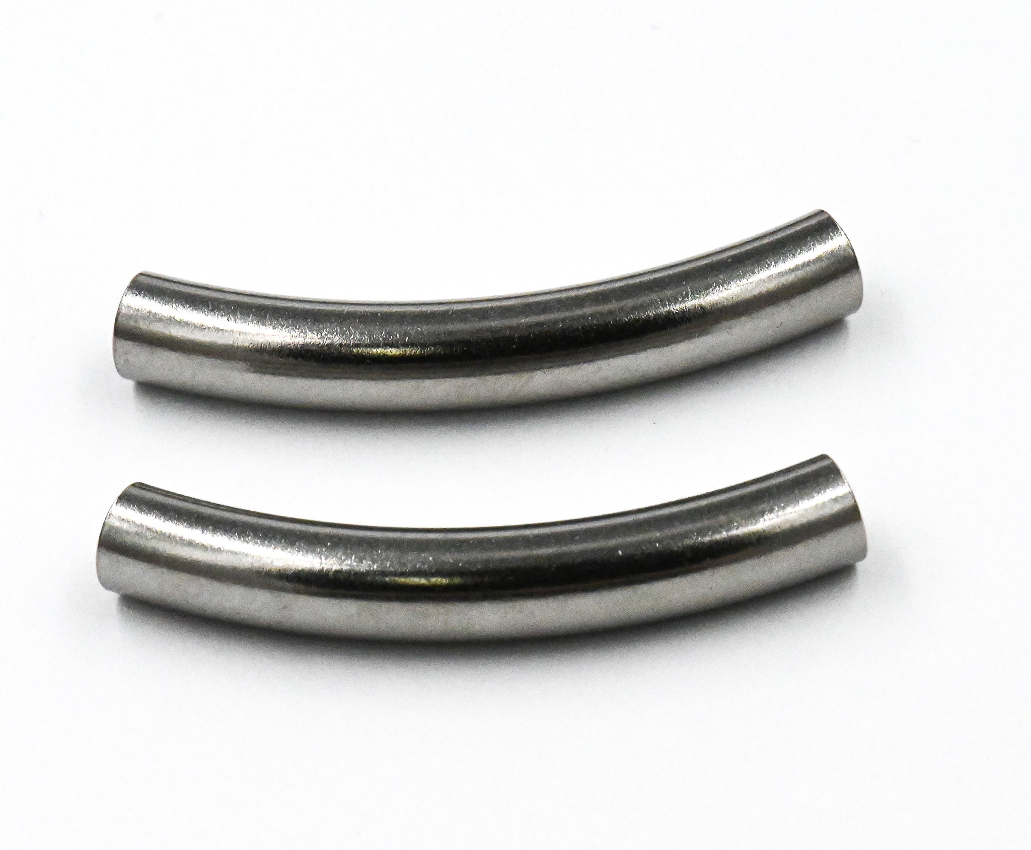 Stainless Steel Curved Tube Beads -2pc
