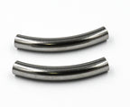 Stainless Steel Curved Tube Beads -2pc