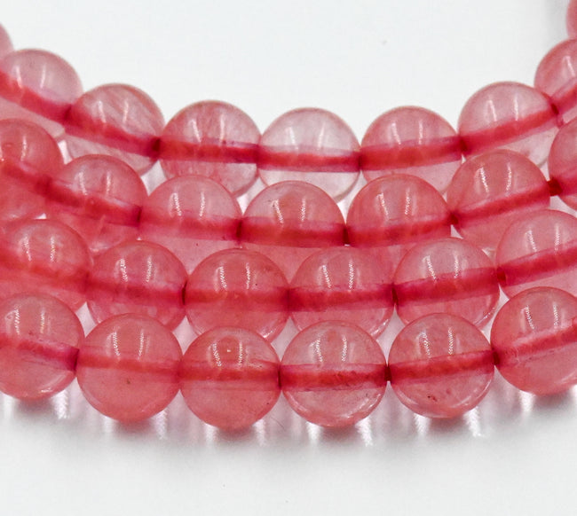 Watermelon Quartz 8mm round beads Hover Image