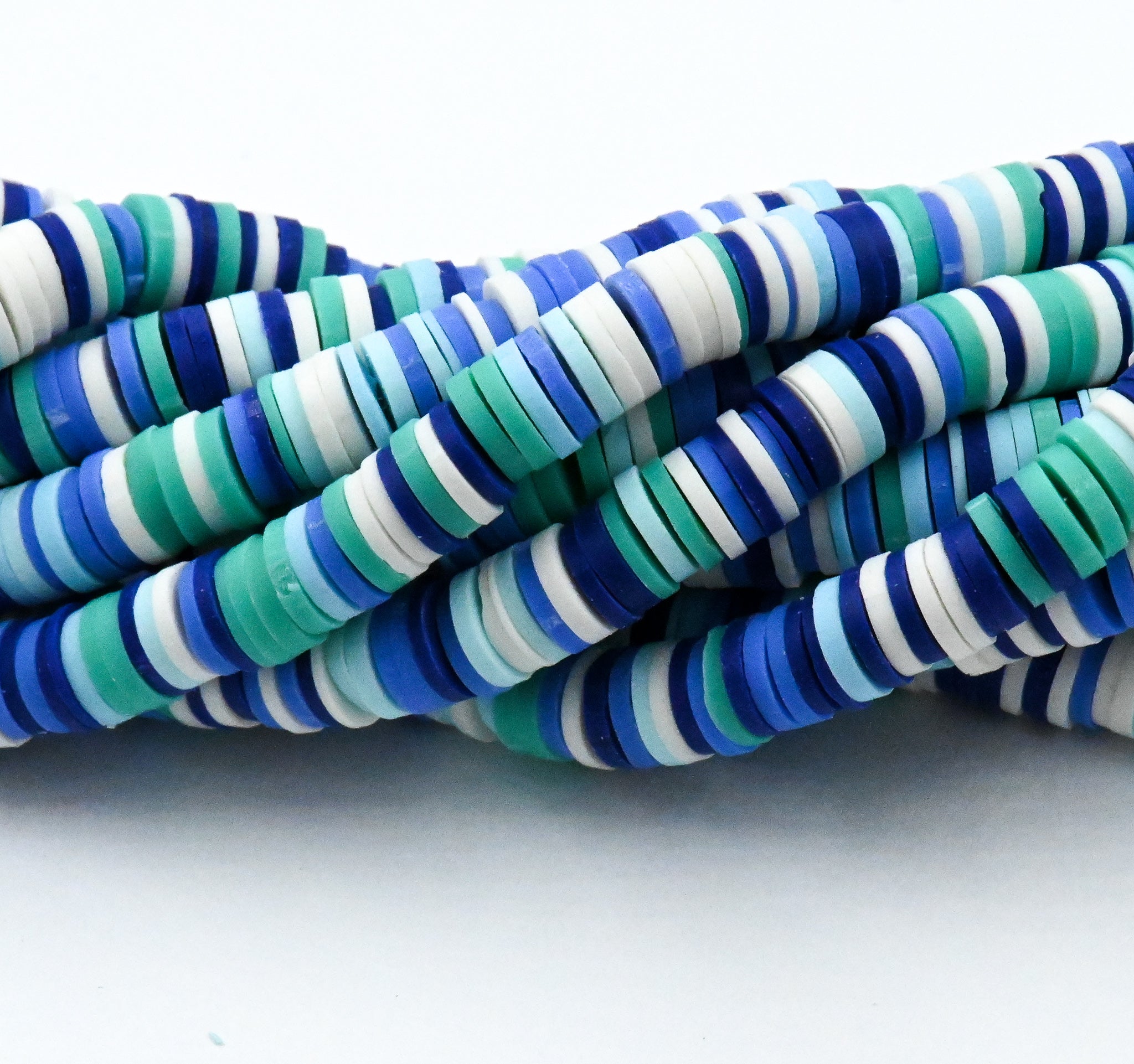 Flat Round Handmade Polymer Clay Bead Spacers, Mixed Color, 6x1mm