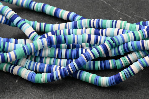 Flat Round Handmade Polymer Clay Bead Spacers, Mixed Color, 6x1mm