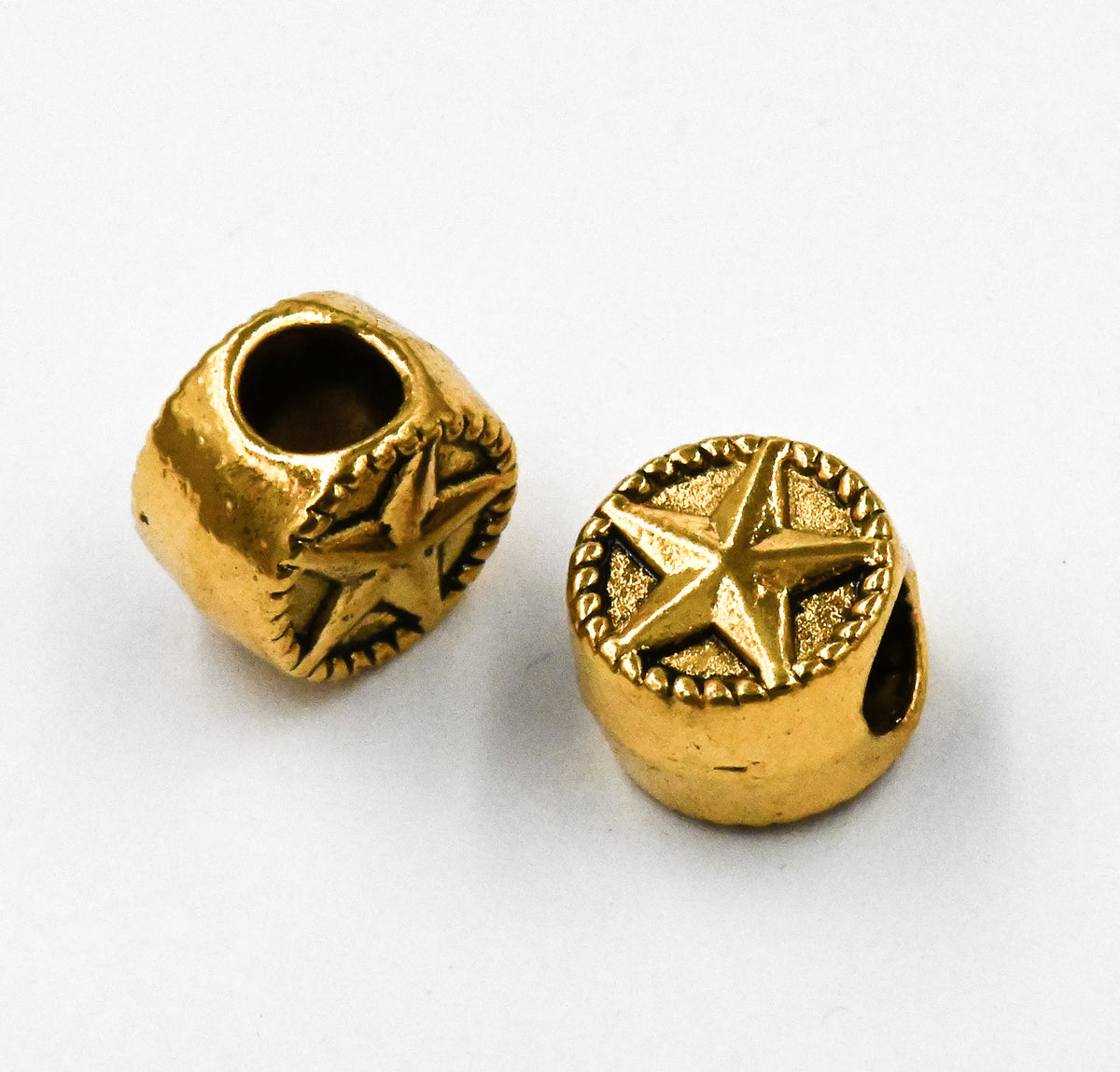 Golden Star Flat Round Bead 10mm -5pc