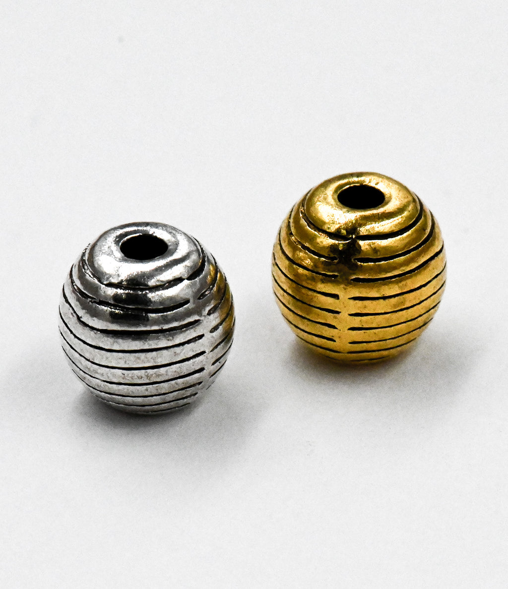 Beehive Grooved Beads 50pc Antique Silver or Antique Gold Spacer