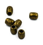 Antique Bronze, 50pc, Swirl Pattern Large Hole barrel  Beads, 7x6mm