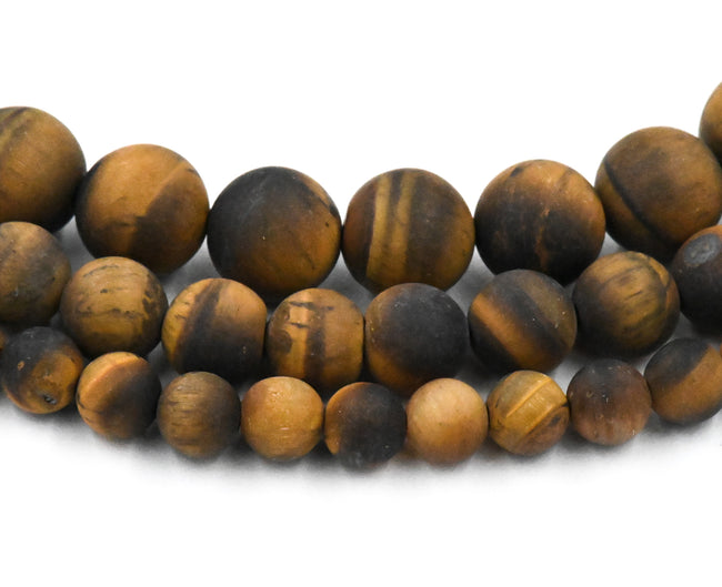 Matte Tiger Eye Beads 4mm 6mm 8mm 10mm -15 inch strand Hover Image