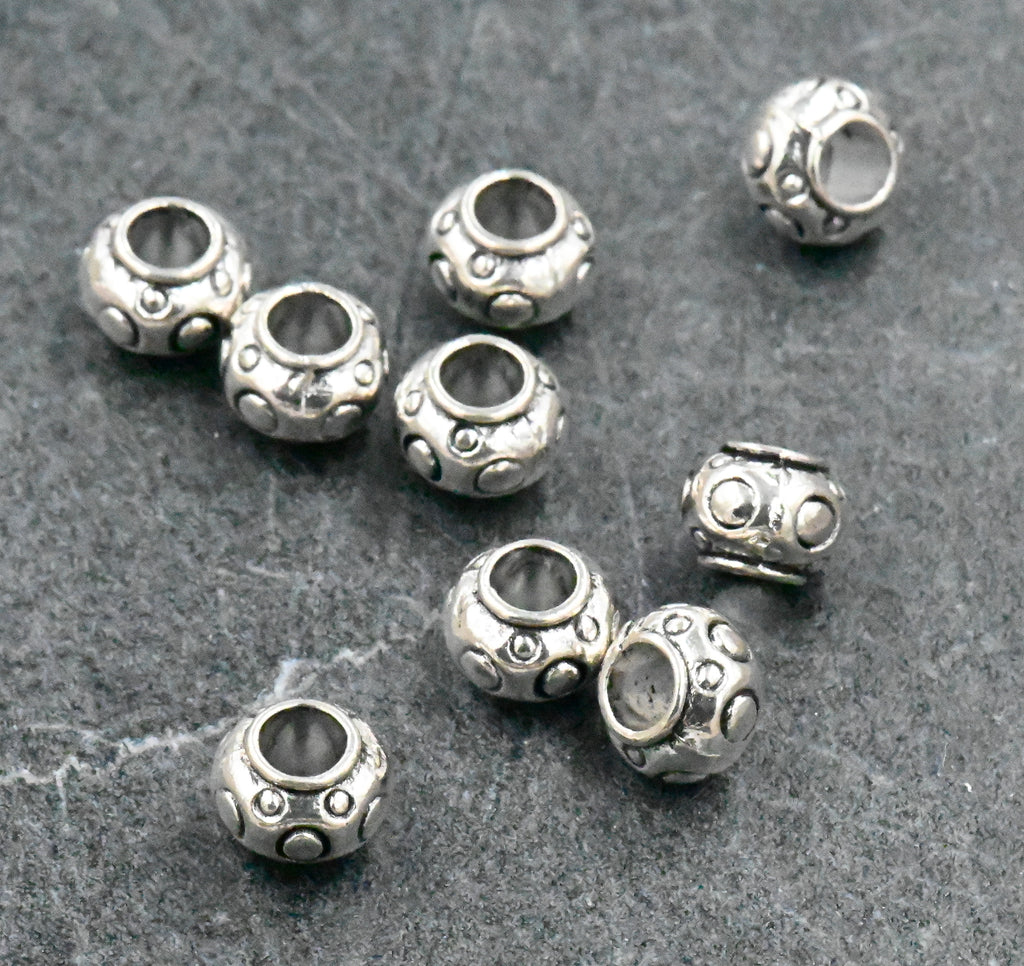 Antique Silver Tibetan Style Rondelle Circle Bubble Spacer Beads -50