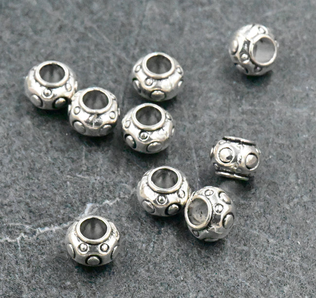 Antique Silver Tibetan Style Rondelle Circle Bubble Spacer Beads -50 Main Image