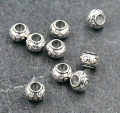 Antique Silver Tibetan Style Rondelle Circle Bubble Spacer Beads -50