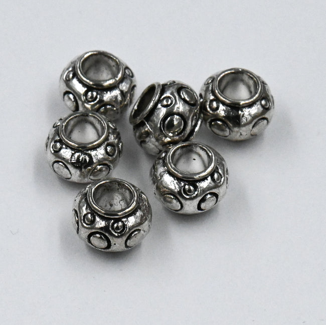 Antique Silver Tibetan Style Rondelle Circle Bubble Spacer Beads -50 Hover Image