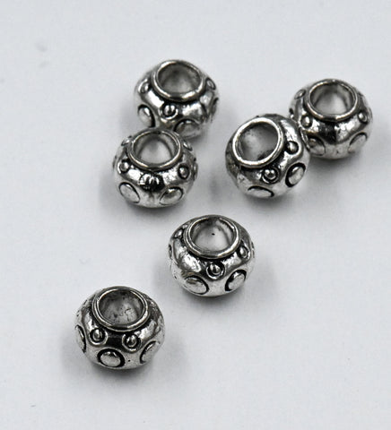 Antique Silver Tibetan Style Rondelle Circle Bubble Spacer Beads -50