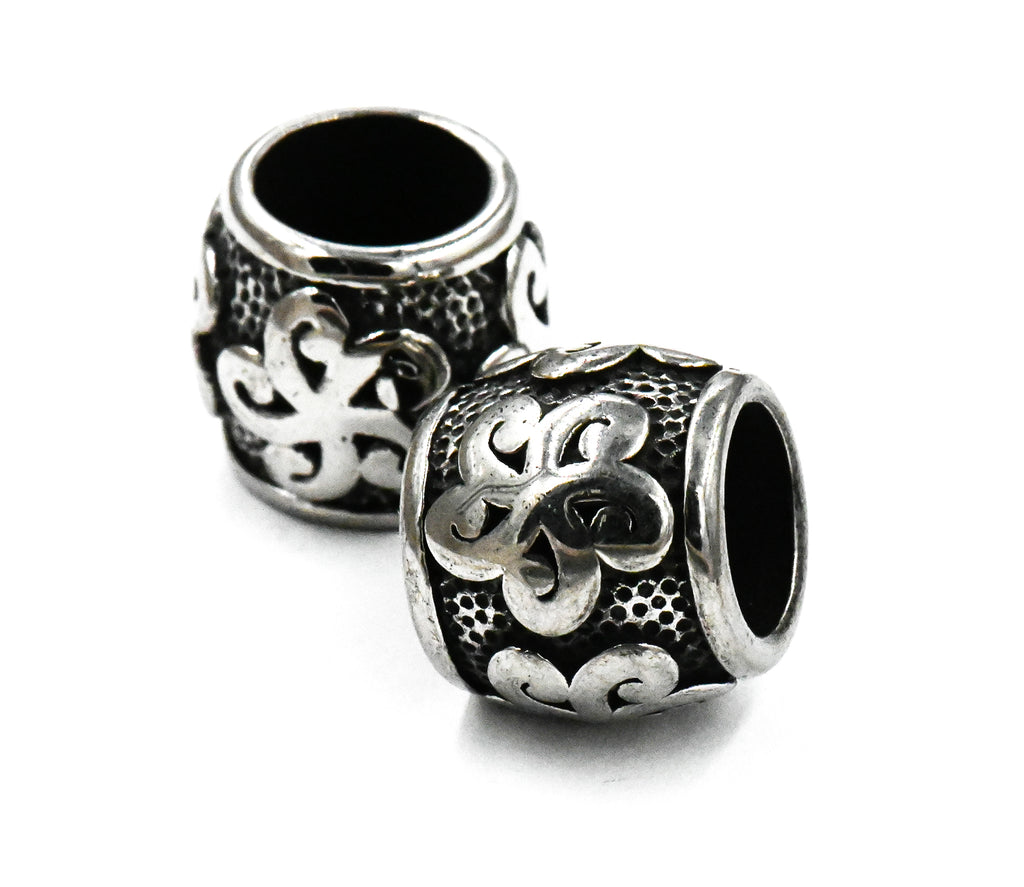 Stainless Steel Beads, 1pc, Large Hole Beads, 13.5x12mm Antique Silver