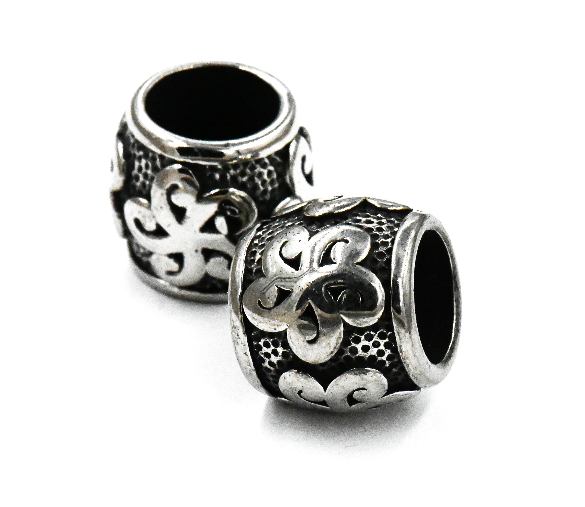 Stainless Steel Beads, 1pc, Large Hole Beads, 13.5x12mm Antique Silver