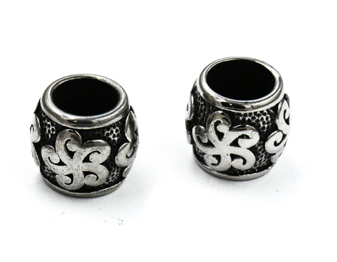 Stainless Steel Beads, 1pc, Large Hole Beads, 13.5x12mm Antique Silver