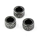 Stainless Steel Beads, 1pc, Leaf Pattern Large Hole Beads, 9mm Antique Silver