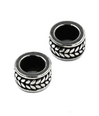 Stainless Steel Beads, 1pc, Leaf Pattern Large Hole Beads, 9mm Antique Silver
