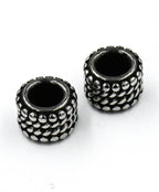 Stainless Steel Beads, 1pc, Bead Pattern Large Hole Beads, 9mm Antique Silver
