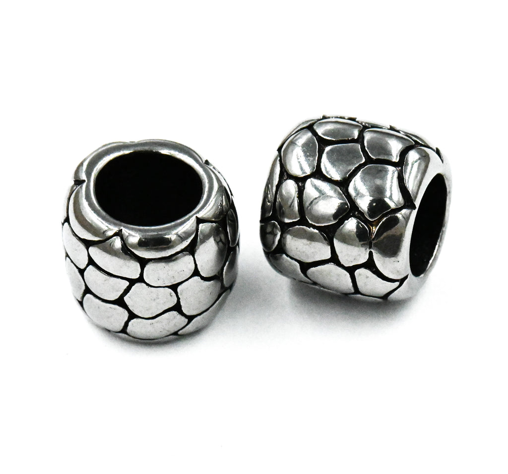 Stainless Steel Beads, Large Hole Beads, Barrel, Antique Silver, 12x11mm