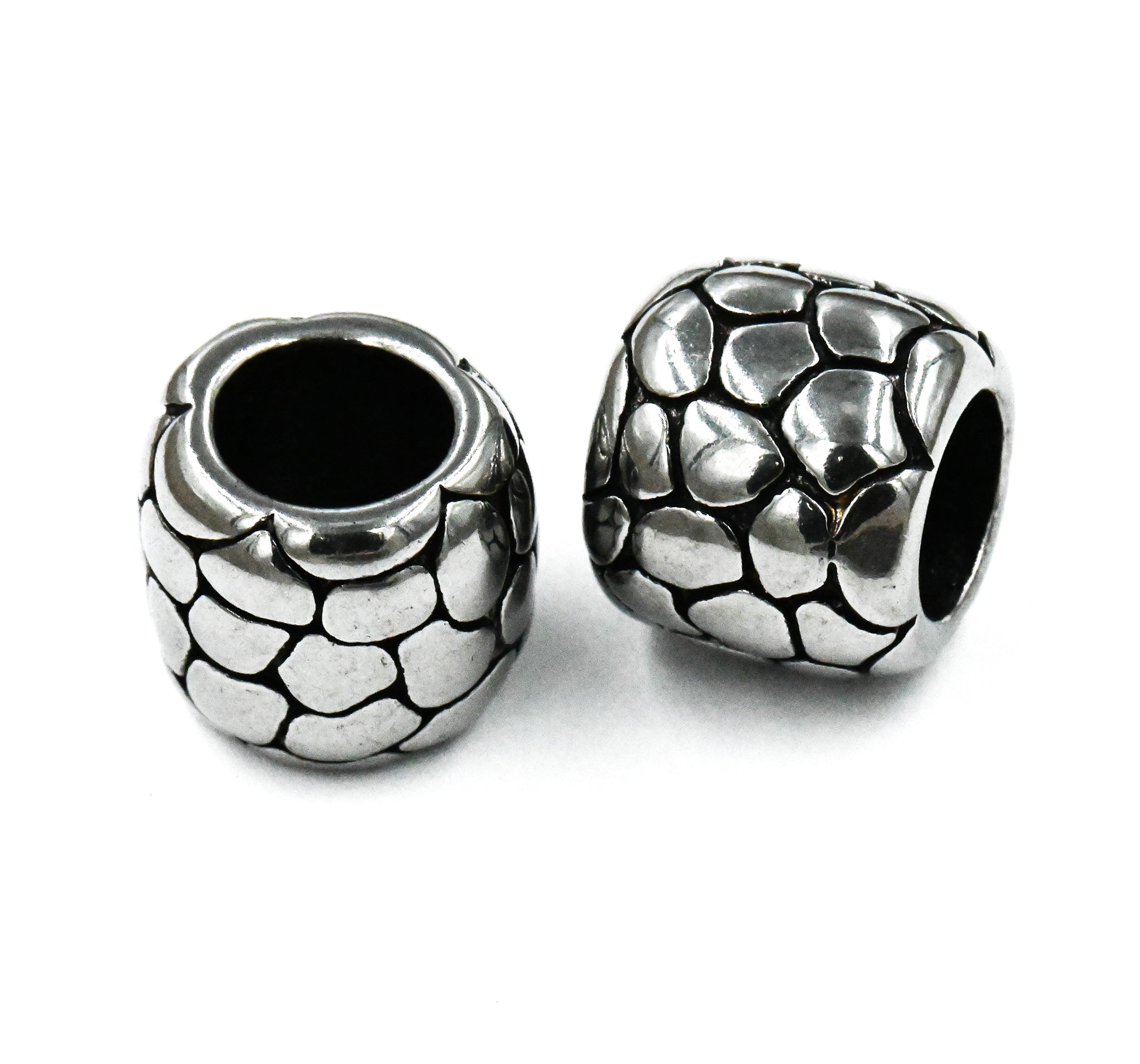 Stainless Steel Beads, Large Hole Beads, Barrel, Antique Silver, 12x11mm
