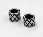 Stainless Steel Beads, Large Hole Beads, Column with Braided Pattern, Antique Silver, 9mm
