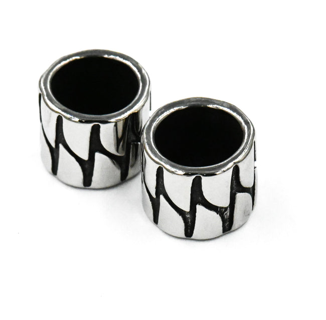 Stainless Steel Beads, 2pc Large Hole Beads, Column, Antique Silver, 11.5x9.5mm Main Image