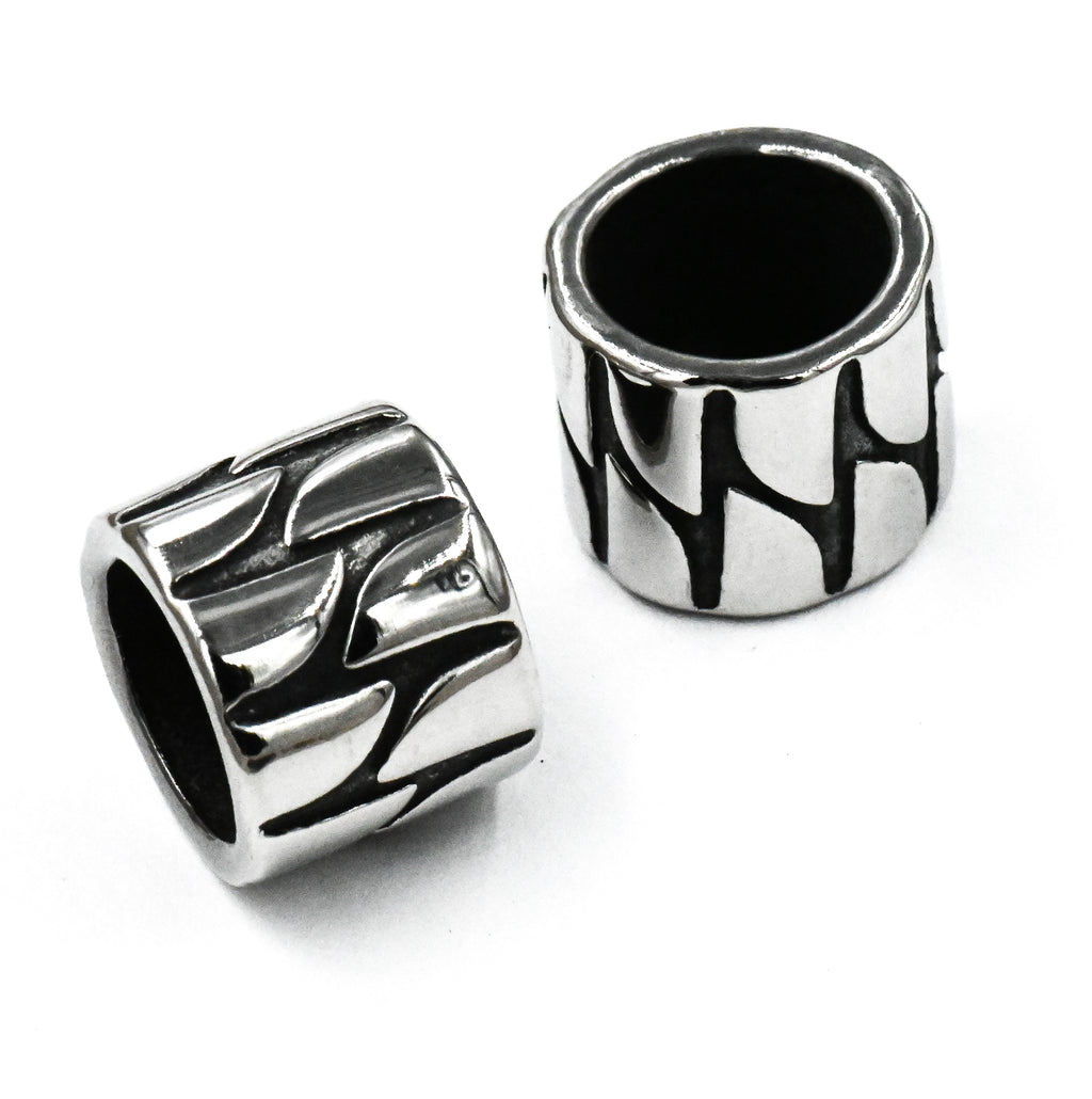 Stainless Steel Beads, Large Hole Beads, Column, Antique Silver, 11.5x9.5mm