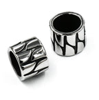 Stainless Steel Beads, 2pc Large Hole Beads, Column, Antique Silver, 11.5x9.5mm