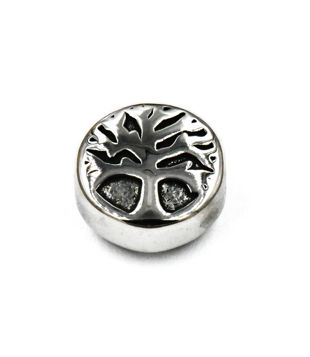 304 Stainless Steel Beads, Flat Round with Tree of Life, Antique Silver or Gold 10x5.5mm -1pc