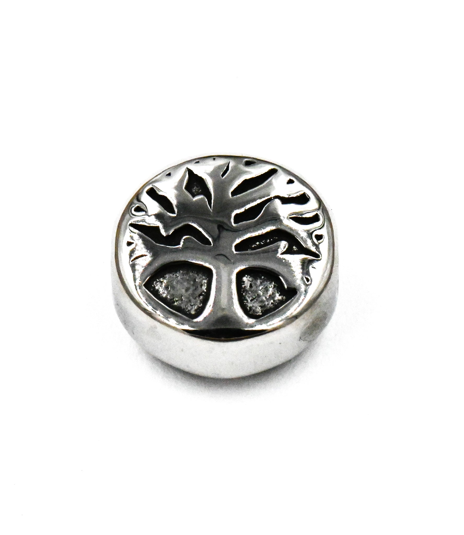 304 Stainless Steel Beads, Flat Round with Tree of Life, Antique Silver or Gold 10x5.5mm -1pc