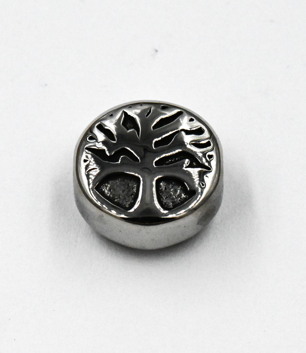 304 Stainless Steel Beads, Flat Round with Tree of Life, Antique Silver or Gold 10x5.5mm -1pc