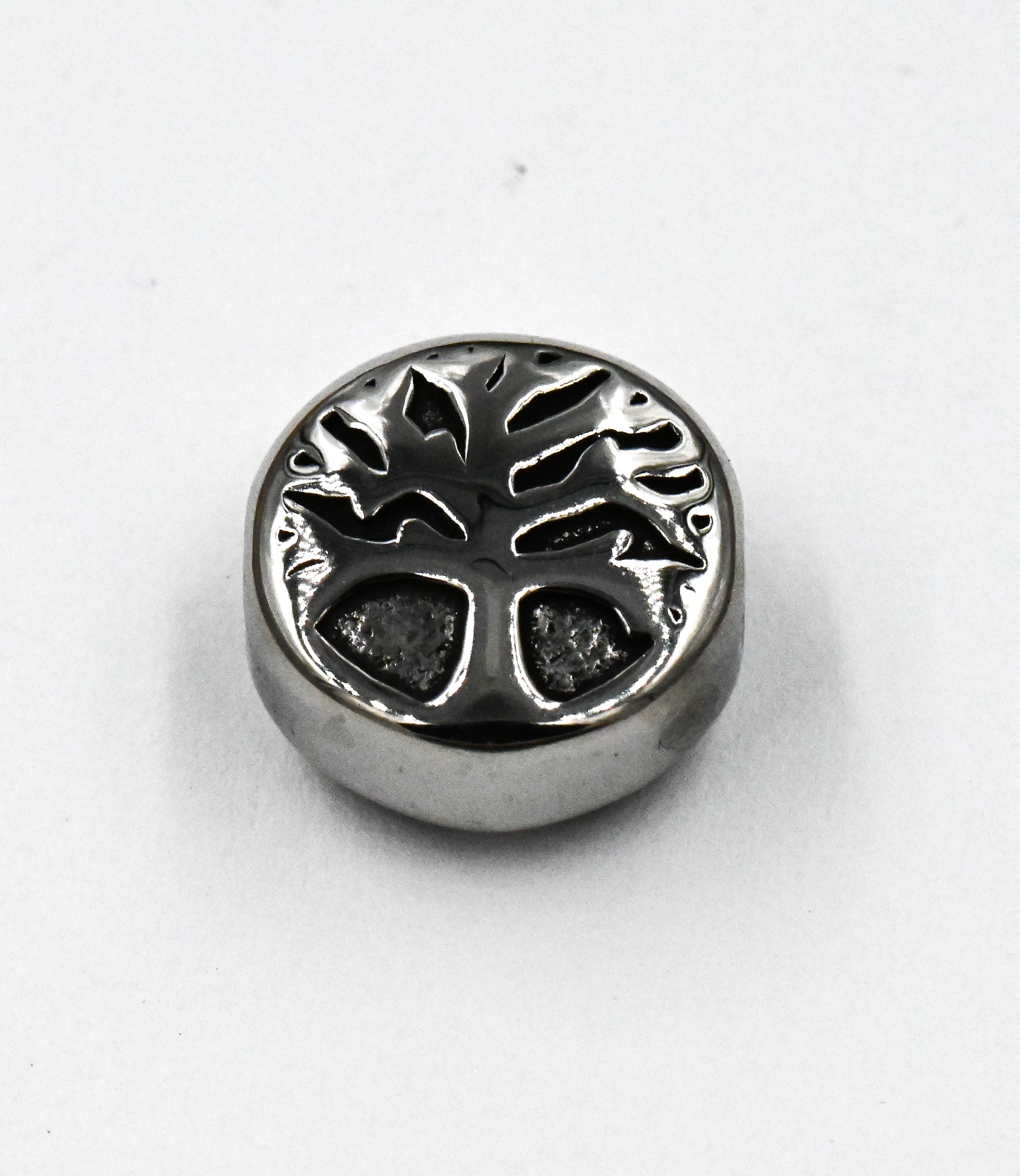 304 Stainless Steel Beads, Flat Round with Tree of Life, Antique Silver or Gold 10x5.5mm -1pc