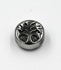 304 Stainless Steel Beads, Flat Round with Tree of Life, Antique Silver, 10x5.5mm -1pc