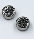304 Stainless Steel Beads, Flat Round with Tree of Life, Antique Silver or Gold 10x5.5mm -1pc