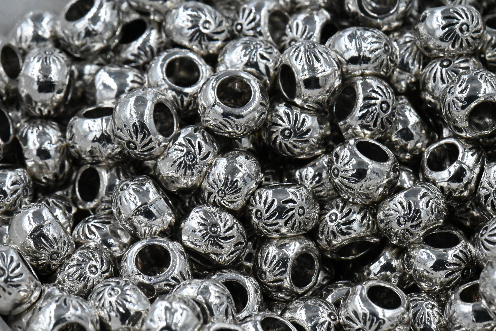 Antique Silver Tibetan Style Rondelle Sun Spacer Beads -50
