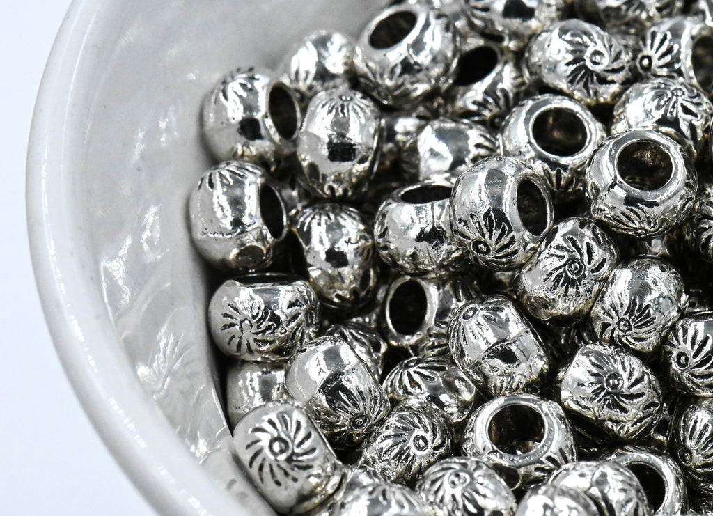 Antique Silver Tibetan Style Rondelle Sun Spacer Beads -50