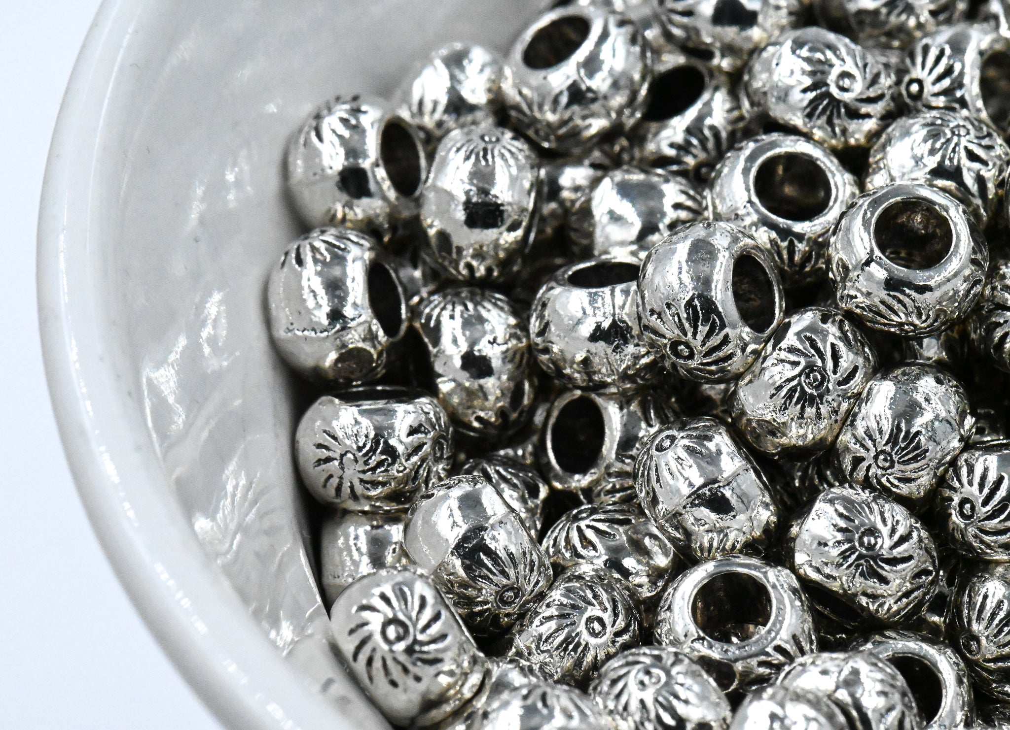Antique Silver Tibetan Style Rondelle Sun Spacer Beads -50