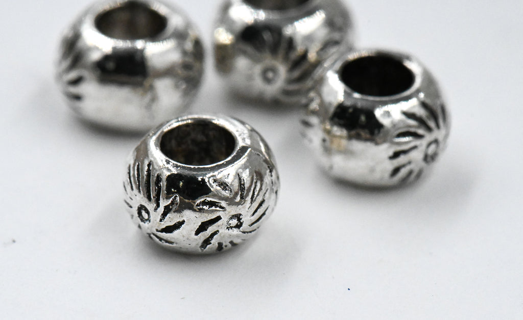Antique Silver Tibetan Style Rondelle Sun Spacer Beads -50