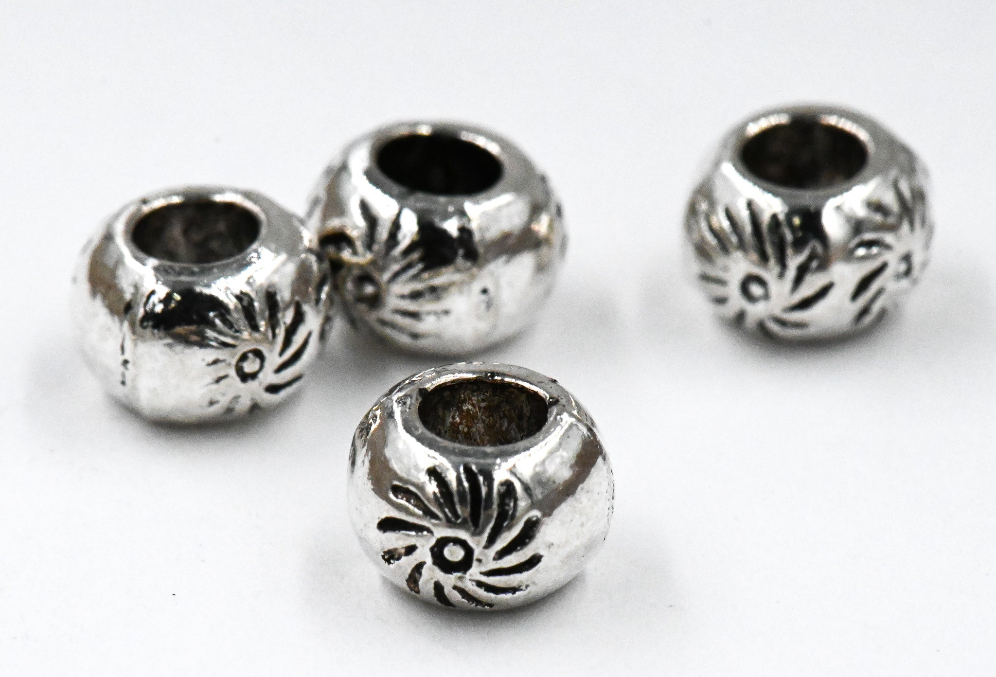 Antique Silver Tibetan Style Rondelle Sun Spacer Beads -50