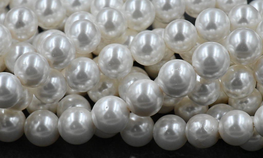 South Sea Shell Pearl, Oyster White 8mm Rounds -50pc