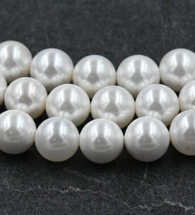 South Sea Shell Pearl, Oyster White 8mm Rounds -50pc Hover Image