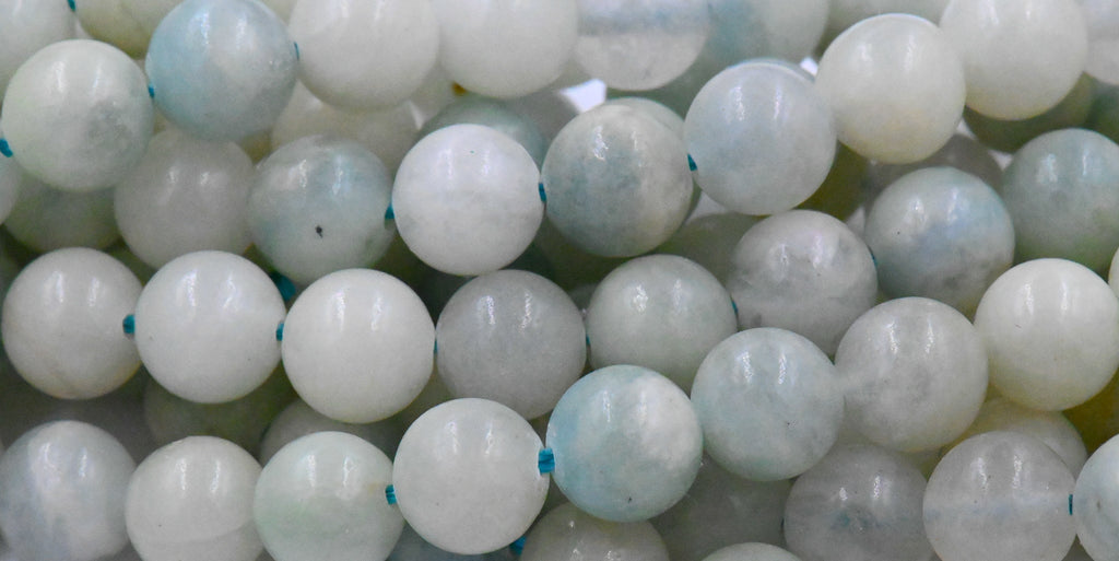TWO STRANDS Aquamarine Beads Strands, 6mm, 8mm, grade B, Round -15.5 strand