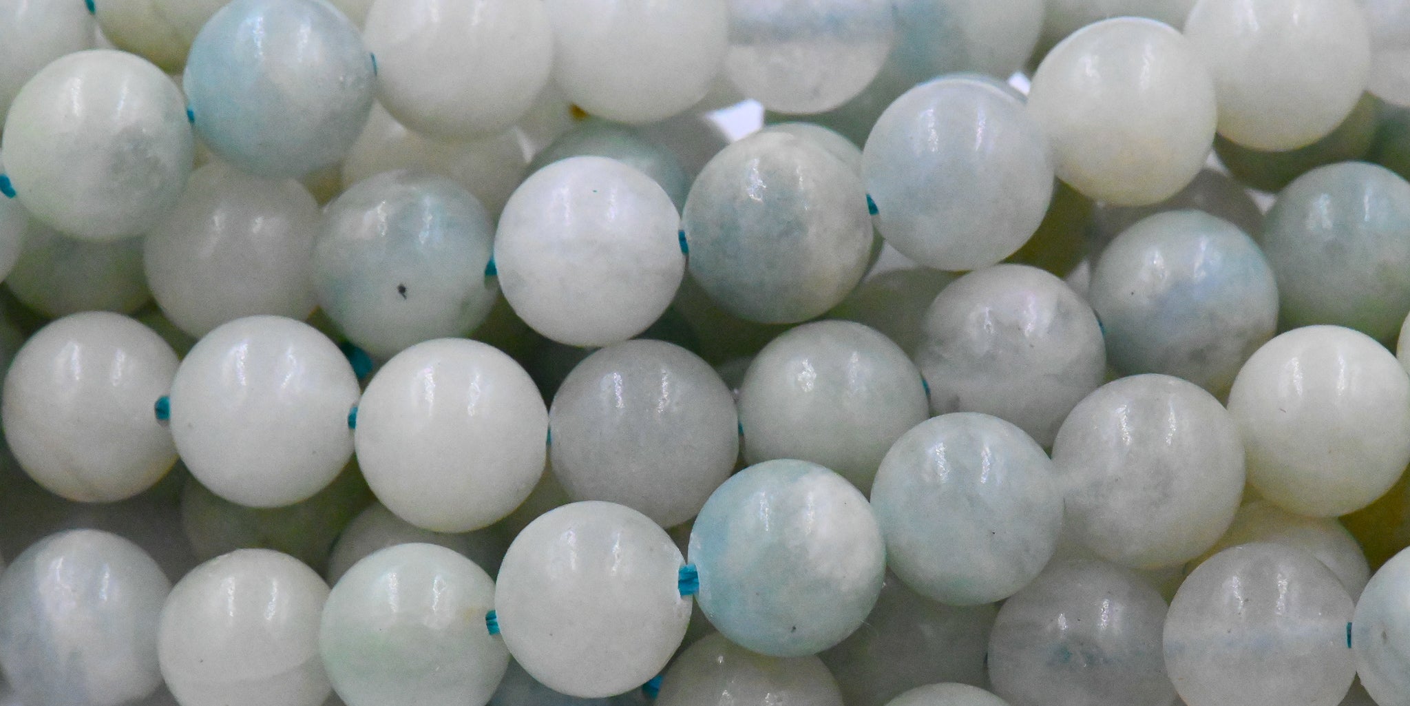 TWO STRANDS Aquamarine Beads Strands, 6mm, 8mm, grade B, Round -15.5 strand