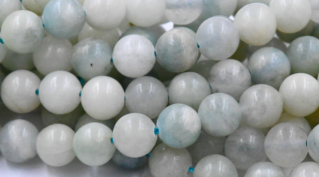 TWO STRANDS Aquamarine Beads Strands, 6mm, 8mm, grade B, Round -15.5 strand Main Image