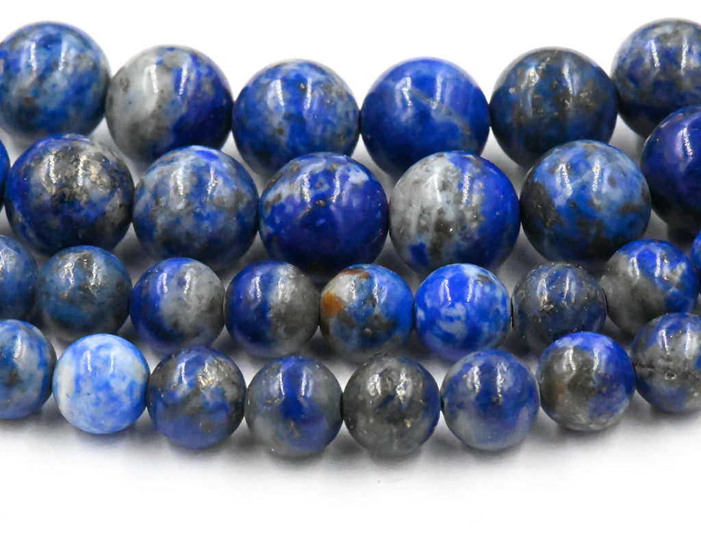 Natural Lapis Lazuli, 4mm, 6mm, 8mm, 10mm Blue Round Beads -15 inch strand