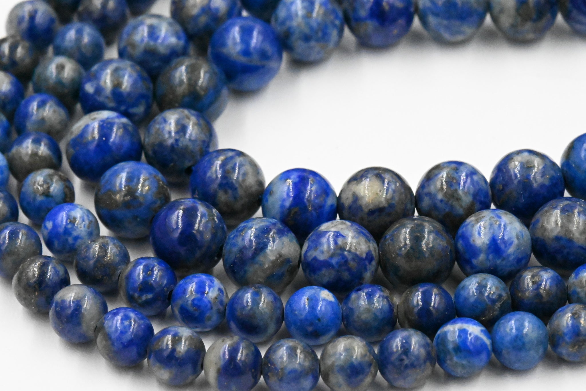 Natural Lapis Lazuli, 4mm, 6mm, 8mm, 10mm Blue Round Beads -15 inch strand