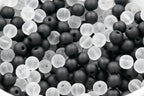 6mm 8mm Black and White Frosted Matte Glass Round Druk Cultured Sea Glass Beads - 200 beads