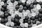 6mm 8mm Black and White Frosted Matte Glass Round Druk Cultured Sea Glass Beads - 200 beads