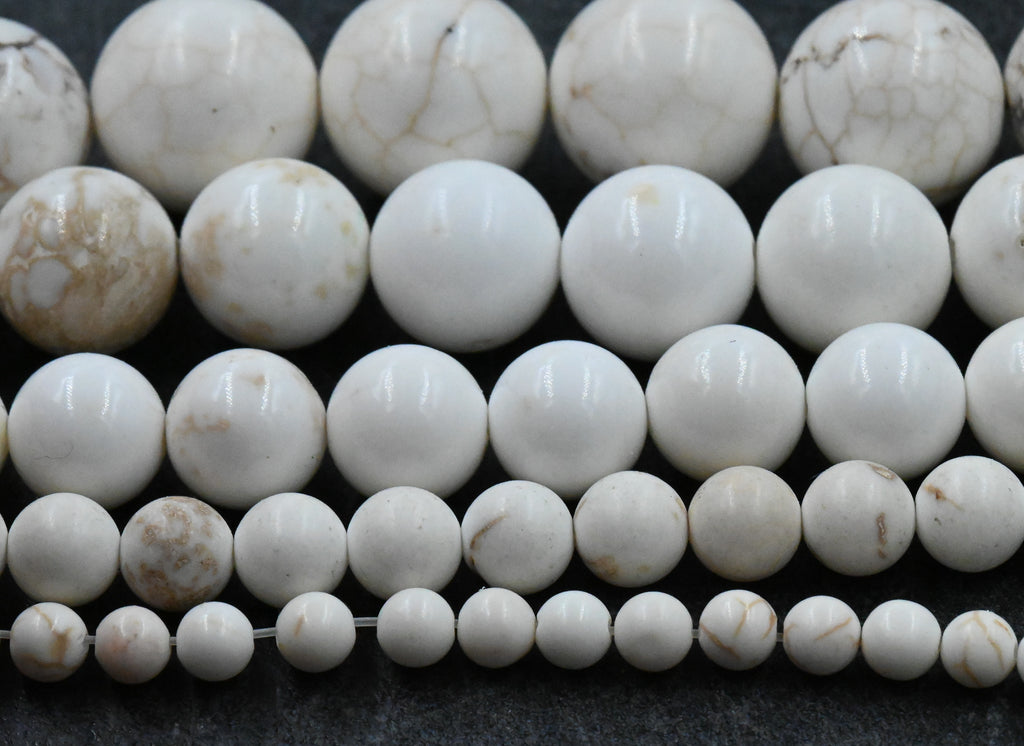 White Magnesite 4mm, 6mm, 8mm, 10mm, 12mm Round Beads Wholesale-15 inch strand