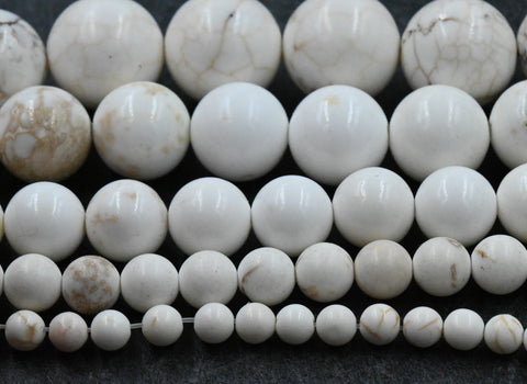 White Magnesite 4mm, 6mm, 8mm, 10mm, 12mm Round Beads Wholesale-15.5 inch strand