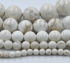 White Magnesite 4mm, 6mm, 8mm, 10mm, 12mm Round Beads Wholesale-15 inch strand